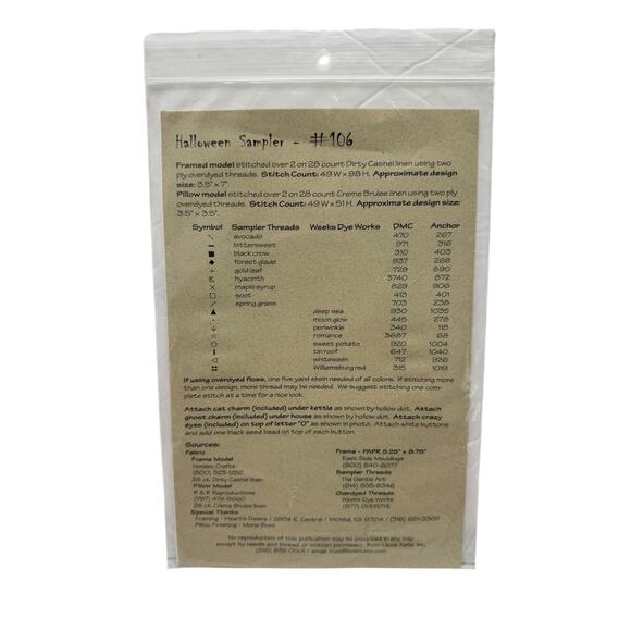 LIZZIE KATE *NEW* Halloween Sampler Cross Stitch Pattern Instruction Cat Charms - Picture 3 of 3